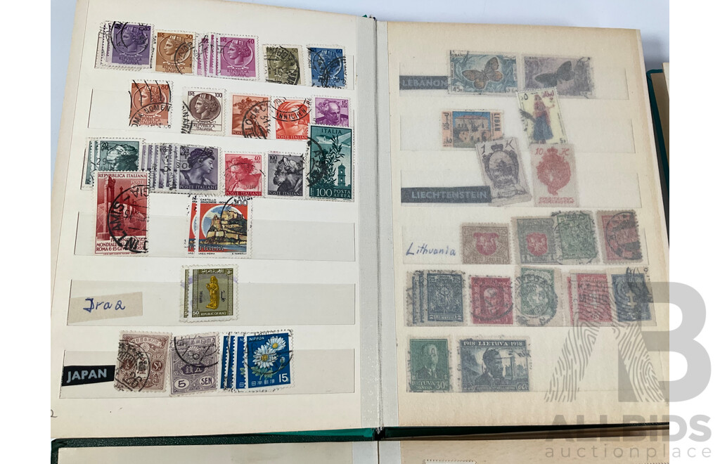 Four Albums of Vintage International Stamps Including India, Ceylon, France, Italy, Canada, Netherlands, Spain, Switzerland and More