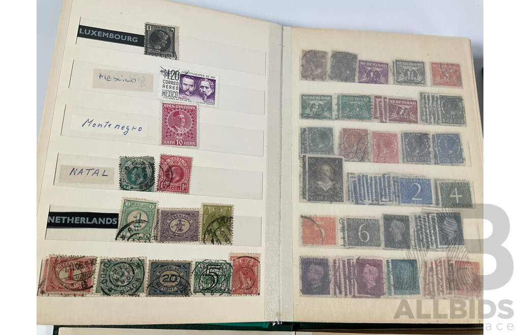 Four Albums of Vintage International Stamps Including India, Ceylon, France, Italy, Canada, Netherlands, Spain, Switzerland and More