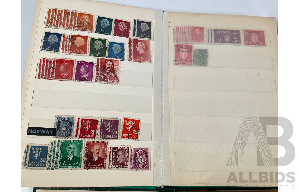 Four Albums of Vintage International Stamps Including India, Ceylon, France, Italy, Canada, Netherlands, Spain, Switzerland and More