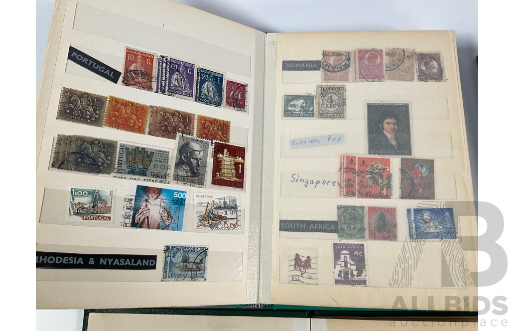 Four Albums of Vintage International Stamps Including India, Ceylon, France, Italy, Canada, Netherlands, Spain, Switzerland and More