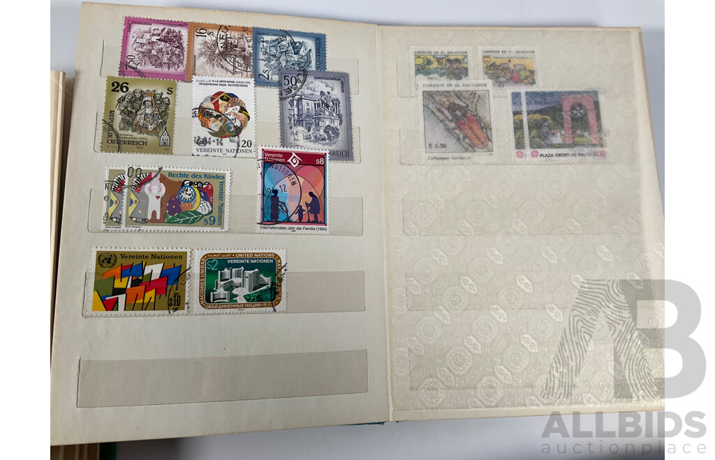 Four Albums of Vintage International Stamps Including India, Ceylon, France, Italy, Canada, Netherlands, Spain, Switzerland and More