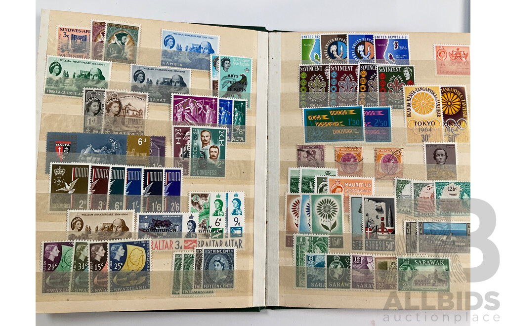 Four Albums of Vintage International Stamps Including India, Ceylon, France, Italy, Canada, Netherlands, Spain, Switzerland and More