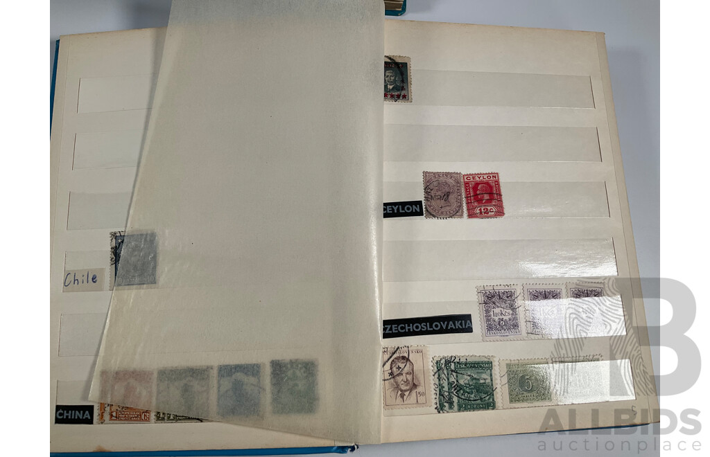 Four Albums of Vintage International Stamps Including India, Ceylon, France, Italy, Canada, Netherlands, Spain, Switzerland and More