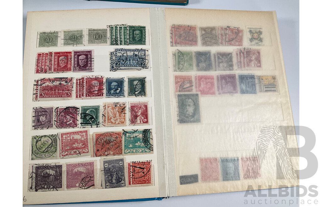 Four Albums of Vintage International Stamps Including India, Ceylon, France, Italy, Canada, Netherlands, Spain, Switzerland and More