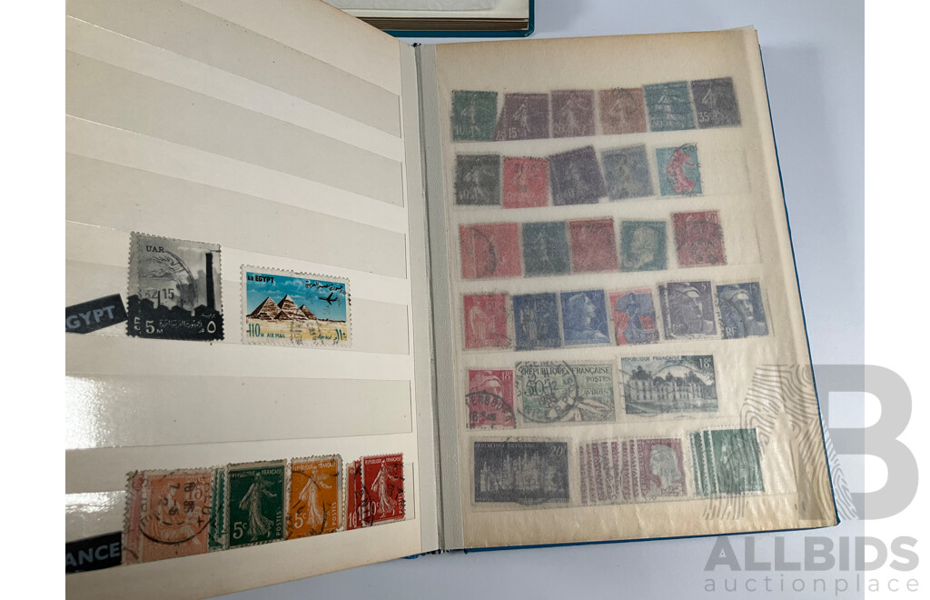 Four Albums of Vintage International Stamps Including India, Ceylon, France, Italy, Canada, Netherlands, Spain, Switzerland and More
