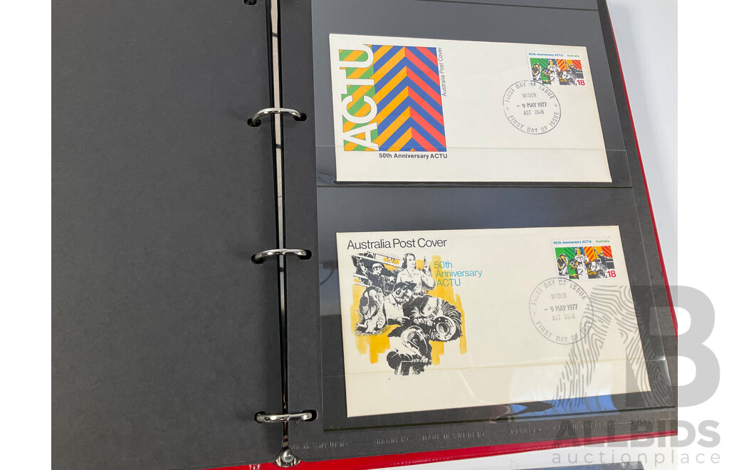 Collection of Papua New Guinea 1960's/70's Mint Stamp Sets, Album of Australian First Day Covers Spanning 1976 to 1979 and Collection of Vintage European Coins