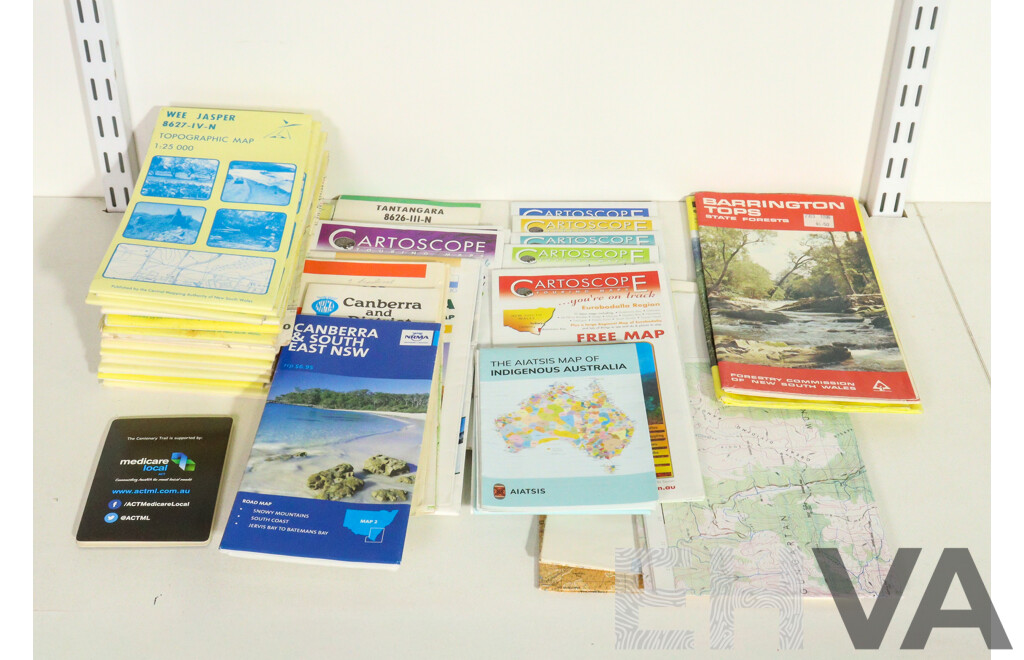 Lot of Approximately Thirty Five Varied Paper Maps of Different Parts of Australia - Some Vintage, Some Newer (35)