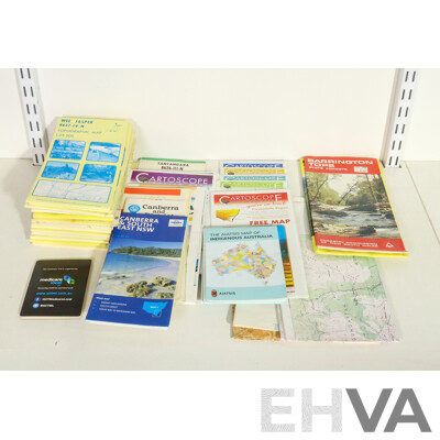 Lot of Approximately Thirty Five Varied Paper Maps of Different Parts of Australia - Some Vintage, Some Newer (35)