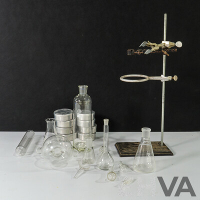 Laboratory Set with Stand, Flasks and Containers