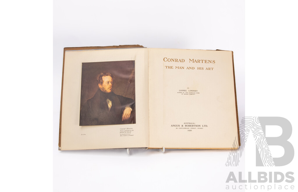 Lionel Lindsay, (19/20th Centuries, Australian, 1874-1961), Conrad Martens - The Man and His Art (Angus & Robertson Ltd, Sydney, 1920), Antique First Edition Hard Cover Book, 26 x 23 cm