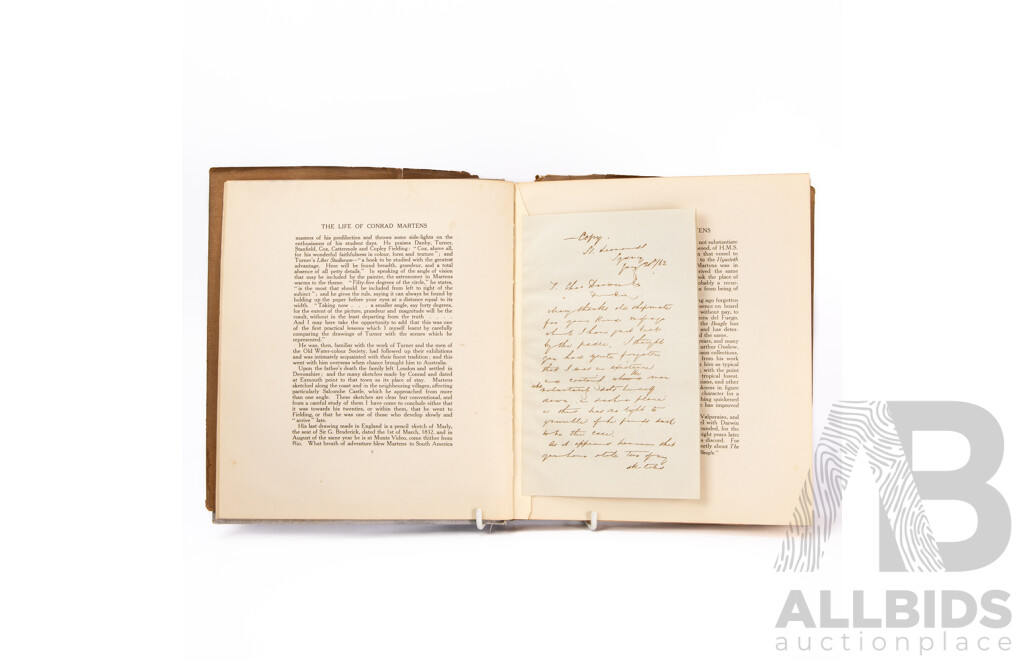 Lionel Lindsay, (19/20th Centuries, Australian, 1874-1961), Conrad Martens - The Man and His Art (Angus & Robertson Ltd, Sydney, 1920), Antique First Edition Hard Cover Book, 26 x 23 cm