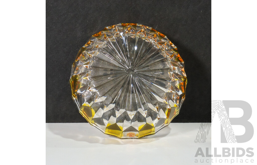 Translucent Yellow and Clear Crystal Bowl by Nachtmann Made in Germany