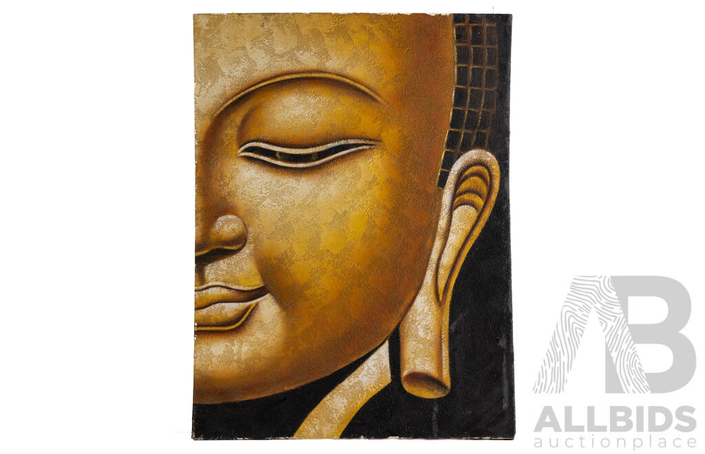 Wonderful Vintage Buddha, Mixed Media on Canvas, 100 x 75 cm