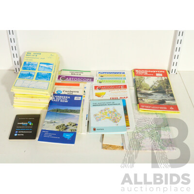 Lot of Approximately Thirty Five Varied Paper Maps of Different Parts of Australia - Some Vintage, Some Newer (35)
