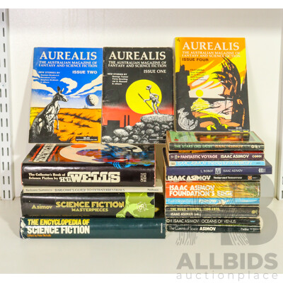 One for the Science Fiction Fans - Large Lot of Books Including Ten Isaac Asimov Paperbacks, the Collector's Book of Science Fiction by HG Wells and More (17)