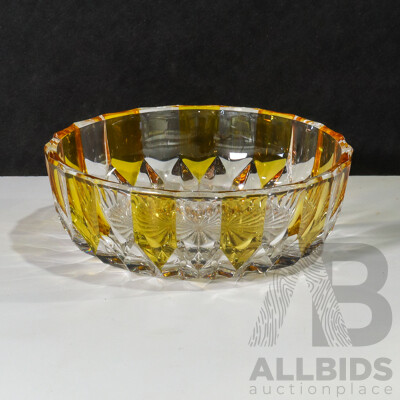 Translucent Yellow and Clear Crystal Bowl by Nachtmann Made in Germany
