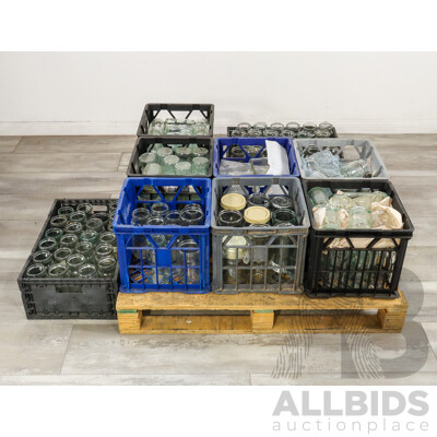 Nine Crates of Fowlers Glass Jars