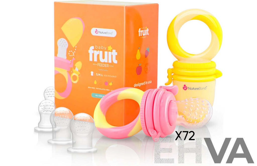 NatureBond Baby Food Feeder/Fruit Feeder Pacifier (Peach Pink) - Lot of 72 - Estimated Total ORP $1,584.00