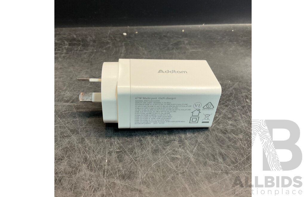 Addtam 67W Multi Port GaN Charger - Lot of 24