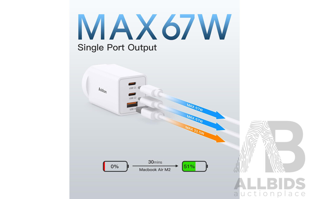 Addtam 67W Multi Port GaN Charger - Lot of 24