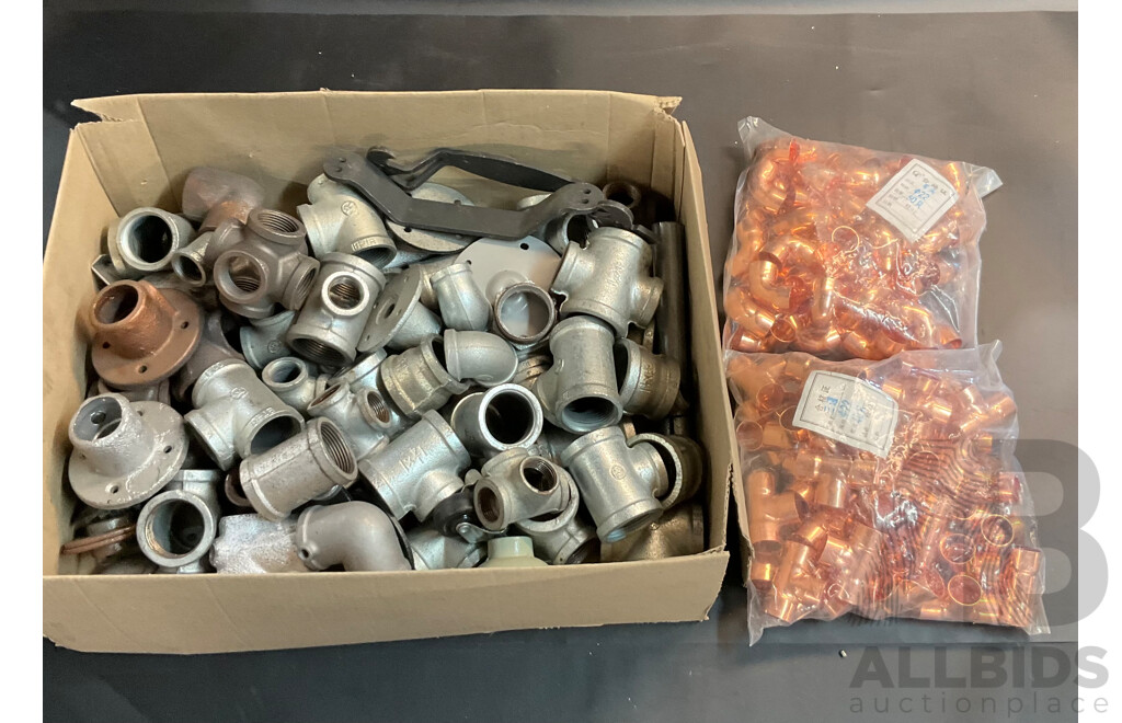 22mm Copper Tee Join/JunctionTube X50 PCS & 22mm Coupling Elbow Copper Pipe Tube Fitting X50PCS  & Assorted Plumbing Fittings