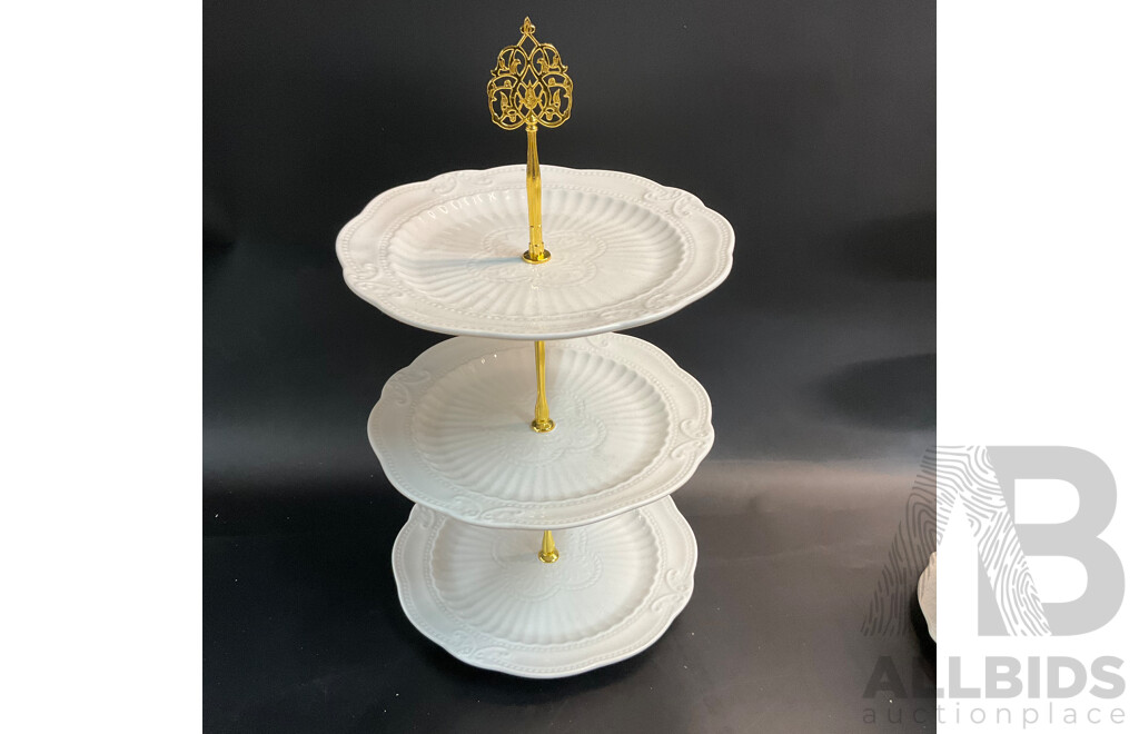 2x Cake Stand with Assorted Cookies/ Snacks Packaging , Thanks Tag and Cake Base