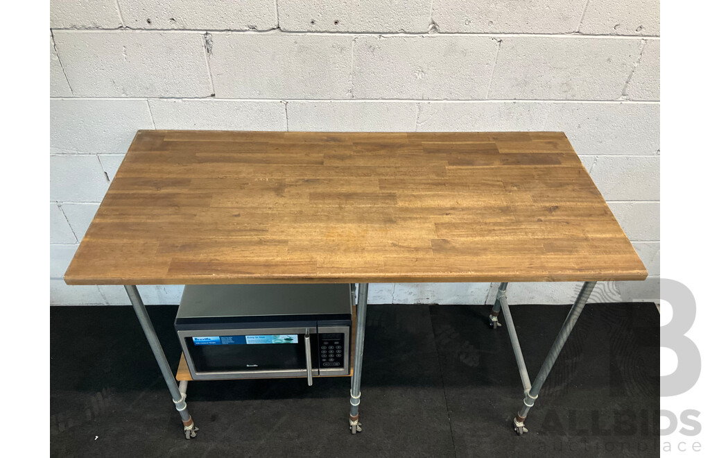 Custom Work Bench with Lumina 34L Rotisserie Oven & Breville BM0300 Microwave & Philips HD9220 Airfryer