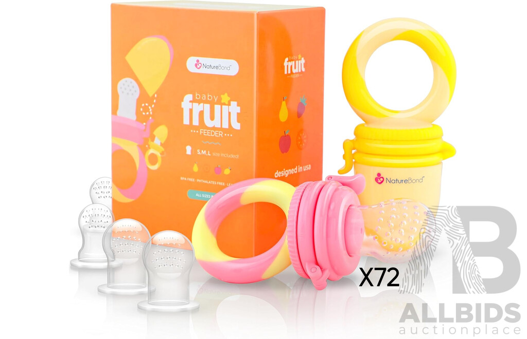 NatureBond Baby Food Feeder/Fruit Feeder Pacifier (Peach Pink) - Lot of 72 - Estimated Total ORP $1,584.00