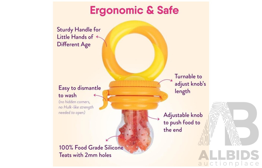 NatureBond Baby Food Feeder/Fruit Feeder Pacifier (Sunshine Orange Lemonade Yellow) - Lot of 60 - Estimated Total $ 1,320