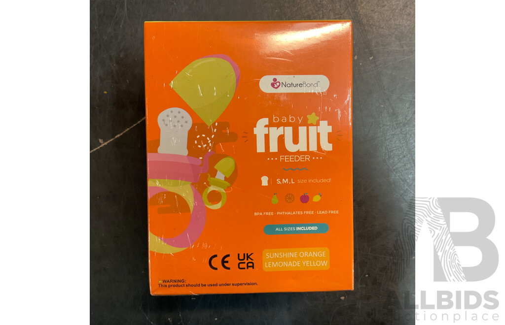 NatureBond Baby Food Feeder/Fruit Feeder Pacifier (Sunshine Orange Lemonade Yellow) - Lot of 60 - Estimated Total $ 1,320