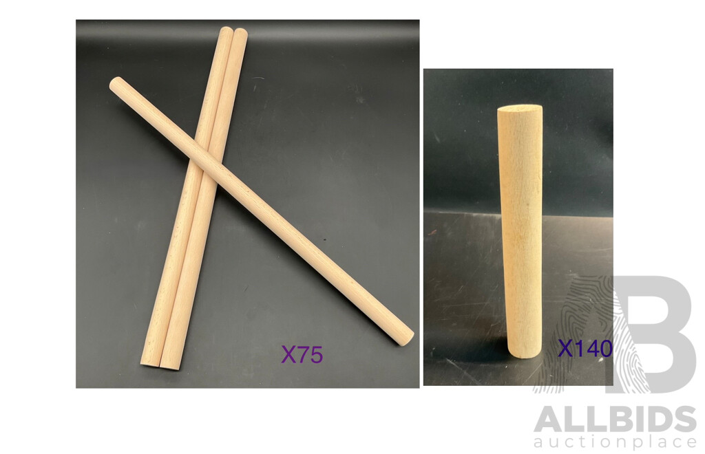 Multi-Purpose Wooden Dowel Rods 500 X 21.2mm & 140 X 21.2mm - Lot of 215