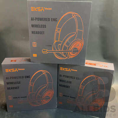 EKSA H6 Wireless Headsets with Microphone - Lot of 3 - Estimated Total RRP $ 525