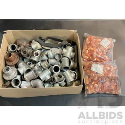 22mm Copper Tee Join/JunctionTube X50 PCS & 22mm Coupling Elbow Copper Pipe Tube Fitting X50PCS  & Assorted Plumbing Fittings