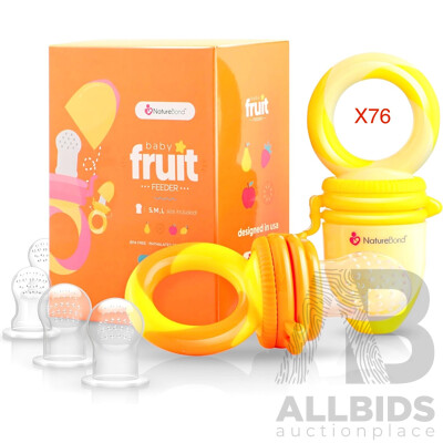 NatureBond Baby Food Feeder/Fruit Feeder Pacifier (Sunshine Orange Lemonade Yellow) - Lot of 76 - Estimated Total $ 1,672