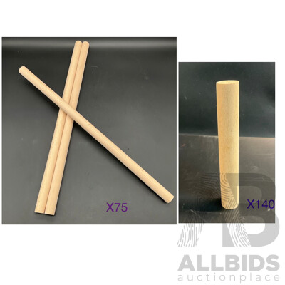 Multi-Purpose Wooden Dowel Rods 500 X 21.2mm & 140 X 21.2mm - Lot of 215