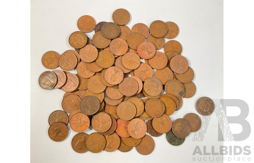 Collection of Australian Pennies, Examples Spanning 1917I to 1964