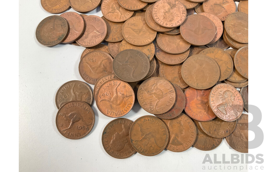 Collection of Australian Pennies, Examples Spanning 1917I to 1964
