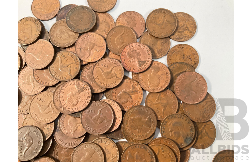 Collection of Australian Pennies, Examples Spanning 1917I to 1964