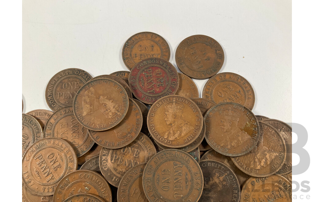 Collection of Australian KGV Pennies Spanning 1918 to 1934