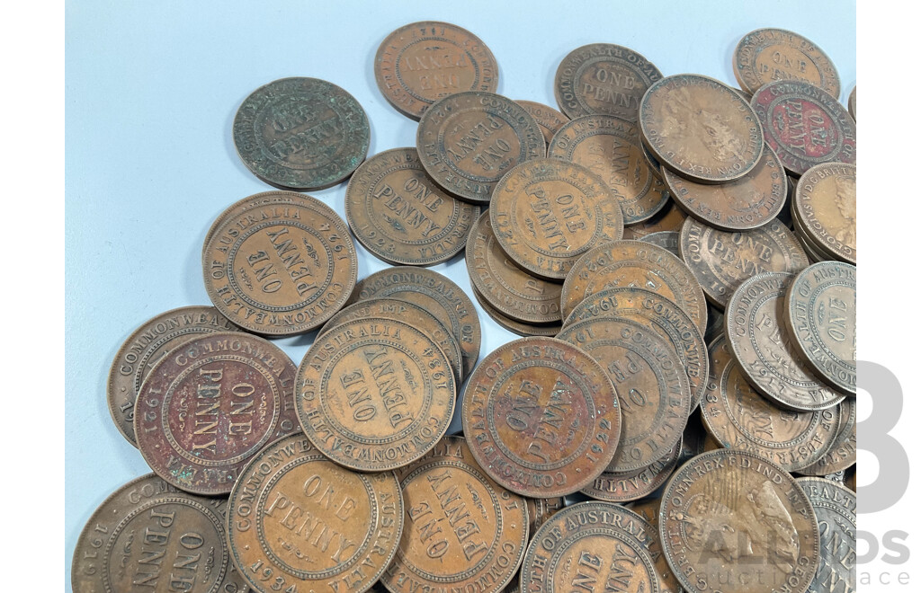 Collection of Australian KGV Pennies Spanning 1918 to 1934