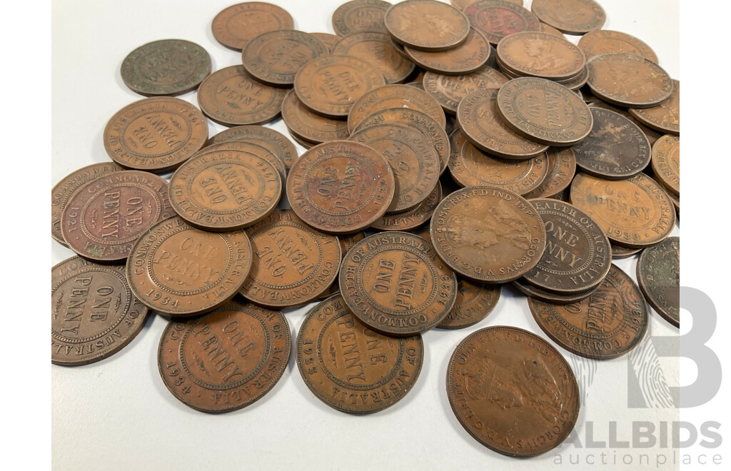 Collection of Australian KGV Pennies Spanning 1918 to 1934