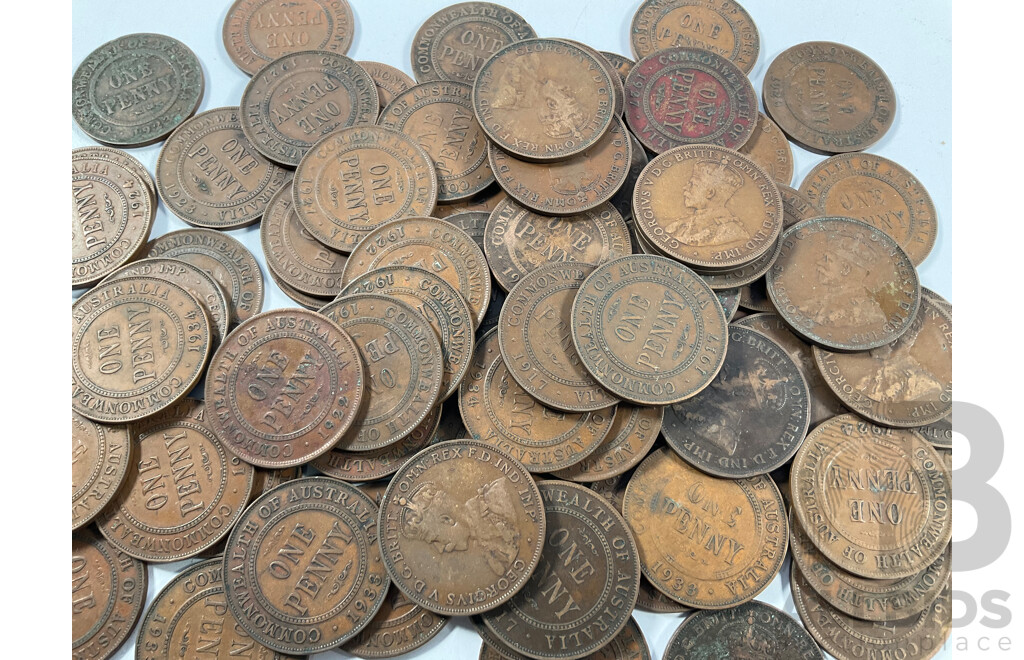 Collection of Australian KGV Pennies Spanning 1918 to 1934