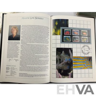 Two Australian Annual Stamp Albums 1984 and 1985 - Face Value $49 with Three Papua New Guinea Albums 1985, 1986, 1987