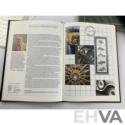 Two Australian Annual Stamp Albums 1984 and 1985 - Face Value $49 with Three Papua New Guinea Albums 1985, 1986, 1987