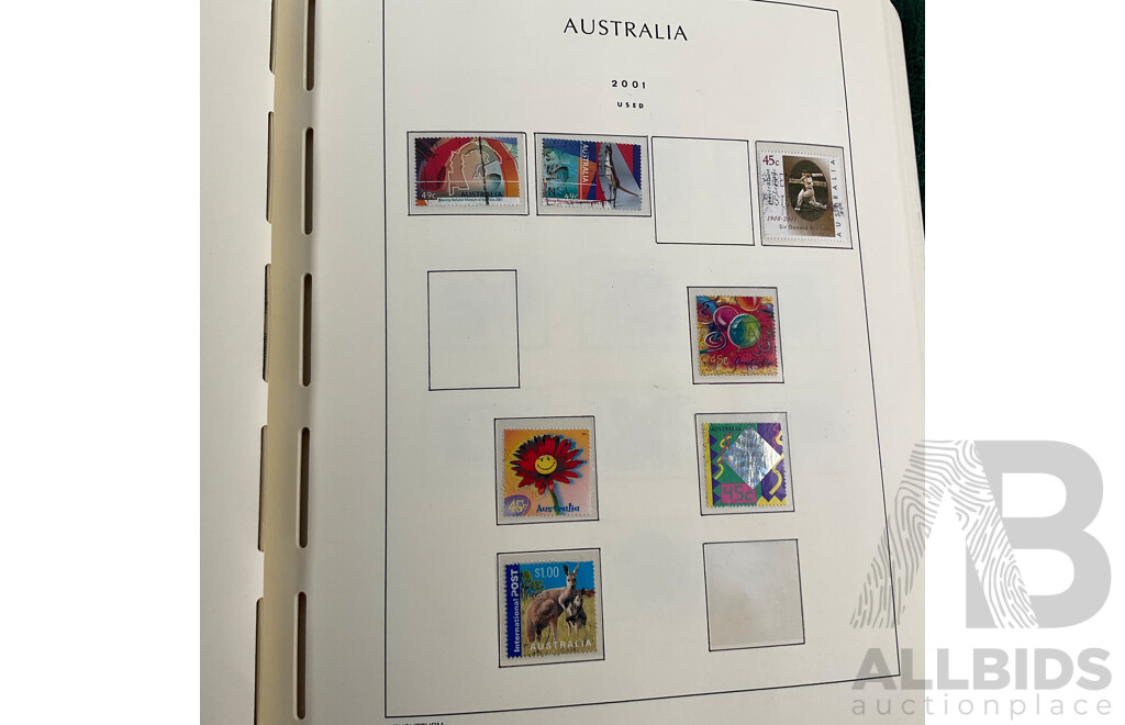 Album of Australian Mint and Cancelled Stamps Spanning 2001 to 2005, Sets and Multiples
