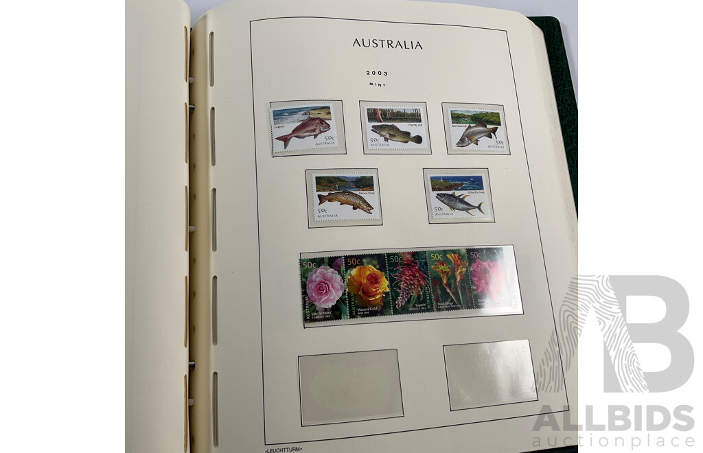 Album of Australian Mint and Cancelled Stamps Spanning 2001 to 2005, Sets and Multiples