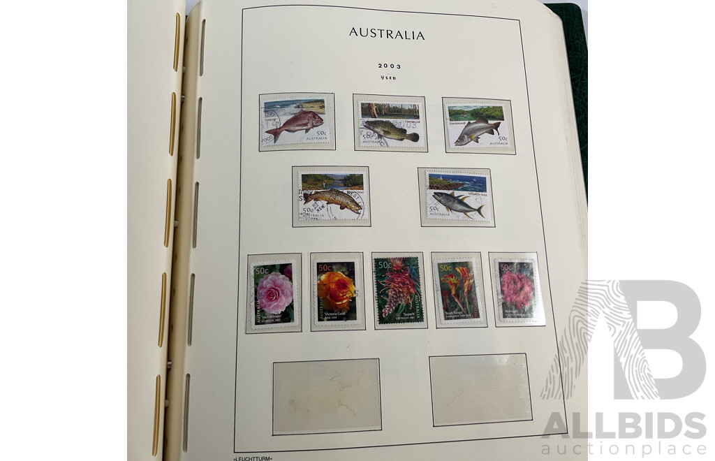 Album of Australian Mint and Cancelled Stamps Spanning 2001 to 2005, Sets and Multiples