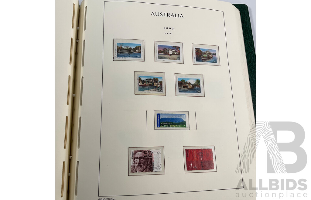 Album of Australian Mint and Cancelled Stamps Spanning 2001 to 2005, Sets and Multiples