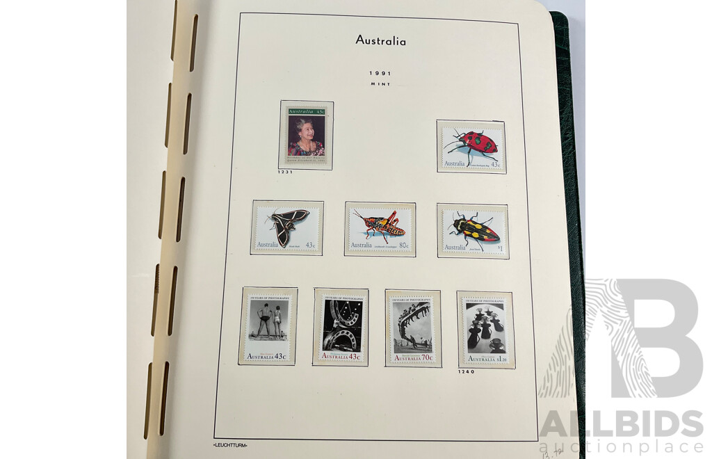 Album of Australian Mint and Cancelled Stamps Spanning 1991 to 2000, Sets and Multiples