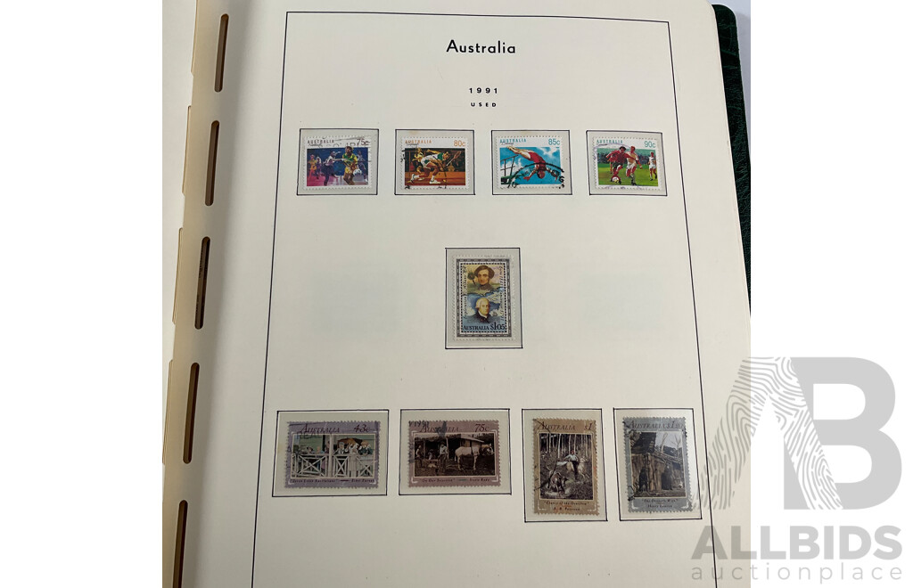 Album of Australian Mint and Cancelled Stamps Spanning 1991 to 2000, Sets and Multiples